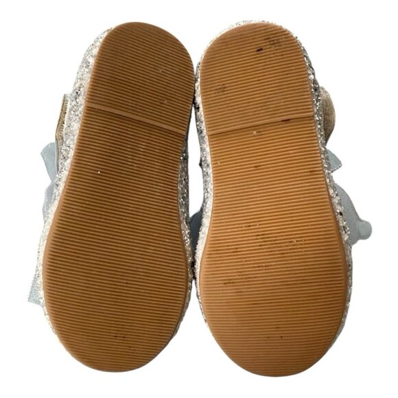 Kiderence Toddler Little Girl Glitter Ballet Flat~Sz 6M~Silver Bow Sticky Close - Picture 9 of 11